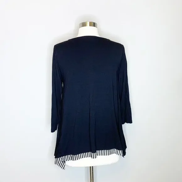 Alembika S Small Black Trapeze Top Flowy Tunic Blouse Lightweight Dressy Casual - Picture 5 of 7